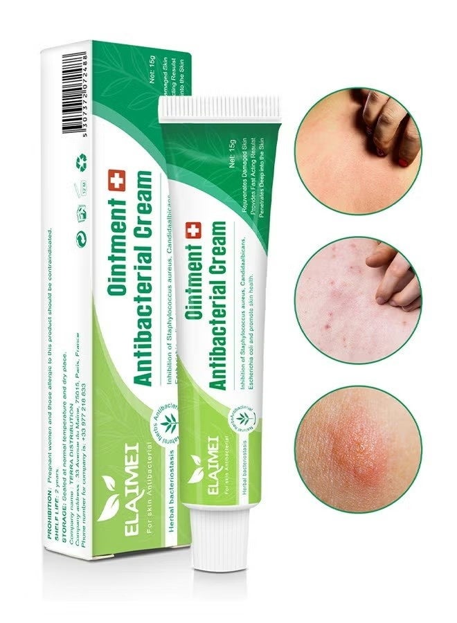 Elaimei Antibacterial Ointment Cream, Mosquito Bite Itching Relieve Itching Skin Topical Herbal, Itch And Rash Ointment, Anti Itch Cream Extra Strength For Itchy Skin Relief, Rash Cream 15G - Image 1